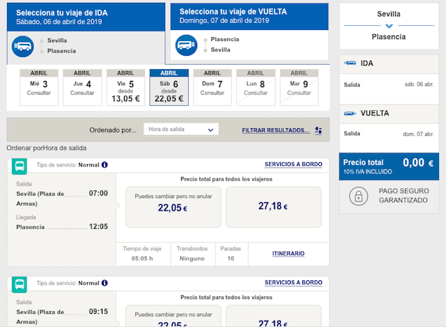 スペインのバスALSAのオンラインチケット予約購入